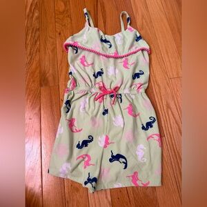 Girls' lime green swimsuit coverup  with Pink and Blue mermaids
